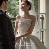 Простое атласное французское, тонкое, роскошное большое свадебное платье с трейлером, невеста 2024 Новое трубное топ -свадебное платье женское свадебное платье