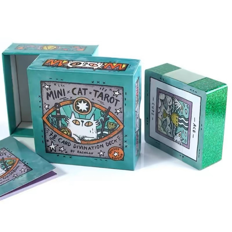 Mini Cat Square Silver-Plated Gift Box Laser Gold-Plated Tarot Cards Mini Cat Tarot