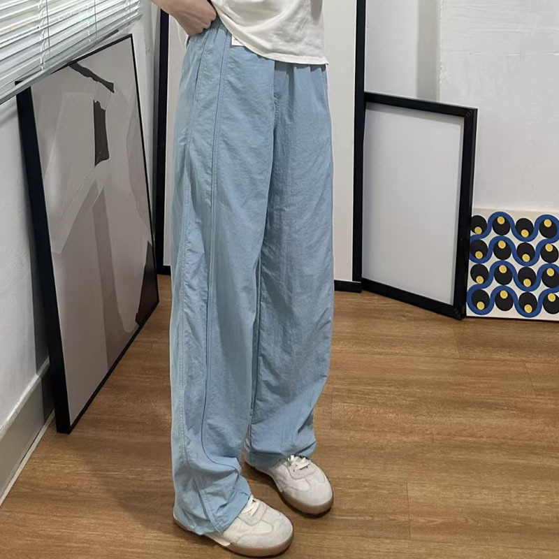 Japanese Style 2025 Spring/Summer Elastic Waist Parachute Pants Workwear Pants Sweat-Absorbent Quick-Dry Wide-Leg Sun Protection Pants 475820