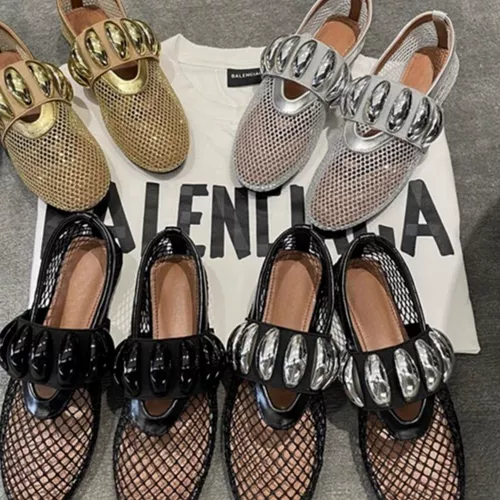 Металлическая сетчатая обувь, летние комфортные танцующие туфли, европейский стиль