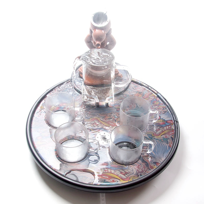 Meet the hot discoloration tea tray Home Creative minimalist Modern personality Monolayer Drain Round Small Dragon Tiger Utiliturian tea furniture