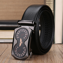 Mens belt head layer cowhide car logo sports car fashion trendy men simple leather automatic buckle belt Joker