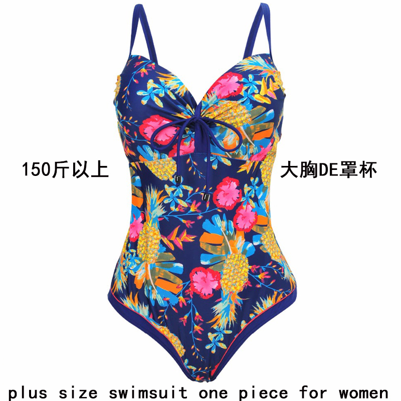 European Station Large Size Swimsuit Women's Triangle Connected to Conspicumskinny Steel D cups Big breasts Breast Shield Meat Sport swimsuit