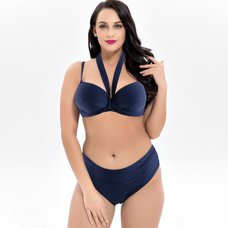 European station bikini swimsuit woman plus code steel button anti-drop gathering to obese people big breast sexy bikini