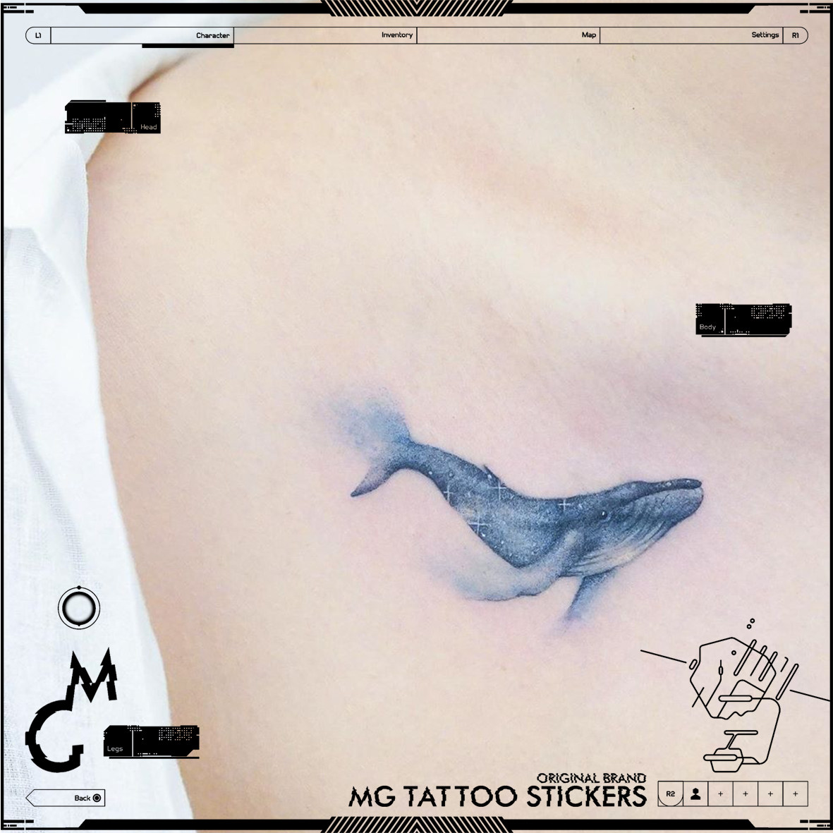 MG Tattoo Korea Art Small Freshener Merry Sky Brief Ocean Whale Dream Tattoo Patch Durable Woman