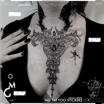 MG TATTOO British dark wind Ruby Demon Wings retro totem pendant flower chest TATTOO sticker
