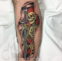 MG TATTOO stickers hand-painted TATTOO dark evil skull personality stereo pattern flower arm TATTOO stickers 21*15