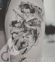 MG TATTOO sticker hand-painted TATTOO Japanese Ukiyo-e Nine-Tailed Fox white crane beautiful flower Quixi girl TATTOO