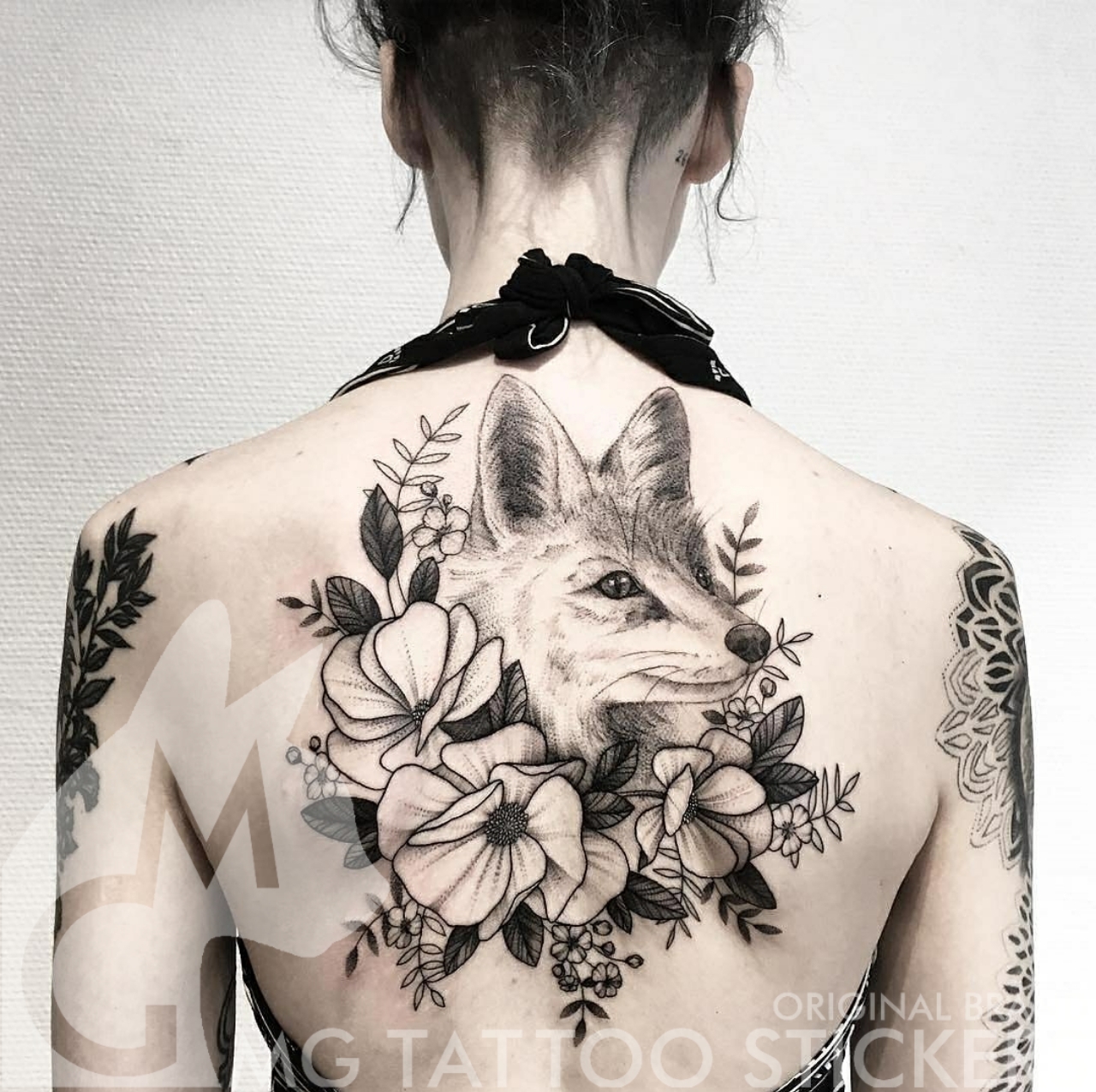 MG tattoo with hand-painted TATTOO romantic meritocratic back tattooed flowers fox pattern big picture tattoo patch