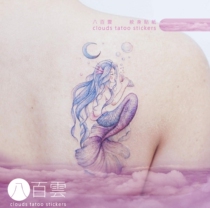 MGs hand-painted eight hundred clouds tattoo stickers beautiful purple girl mermaid fresh flower arm tattoo stickers female