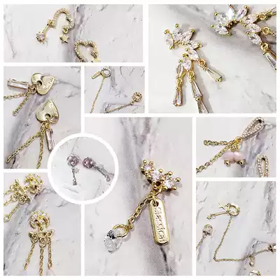 Single color-preserving zircon nail tool nail jewelry new pendant chain luxury style nail five-pointed star