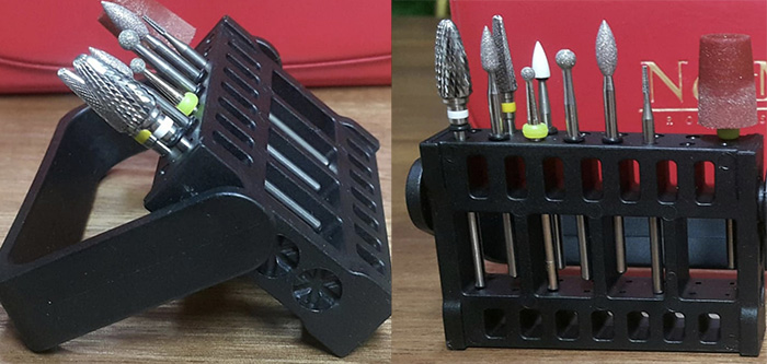 Shareydva mài đầu đồng bộ 16 giá lưu trữ ánh sáng dọc trị liệu dỡ tải mài đầu lưu trữ dụng cụ làm móng - Công cụ Nail dụng cụ sơn gel