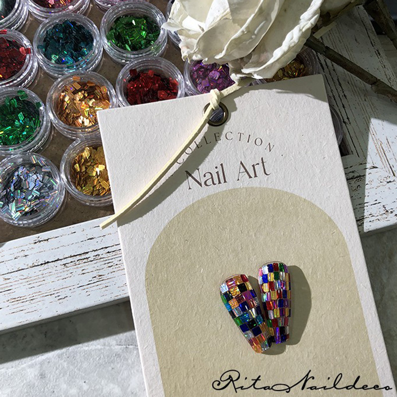 Ritanail Mosaic Collage Nail Art Sequins Y2K Square Rectangular Laser Pattern ins European and American Style Gradient Ritanail Mosaic Collage Nail Art Sequins Y2K Square Rectangular Laser Pattern ins European and American Style Gradient