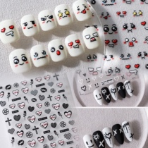 Take 2 cute paintings love cross expression package relief nail sticker Rita niche nail