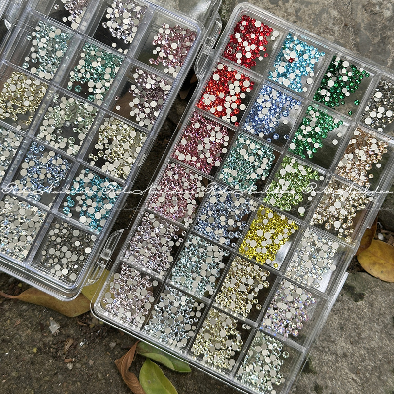 Ritanail High Gloss Flat Round Rhinestone Set 15/24 Colors 33 Facets Imitation Diamond Nail Art DIY Doll Clothes Hairpin Rhinestone Decoration