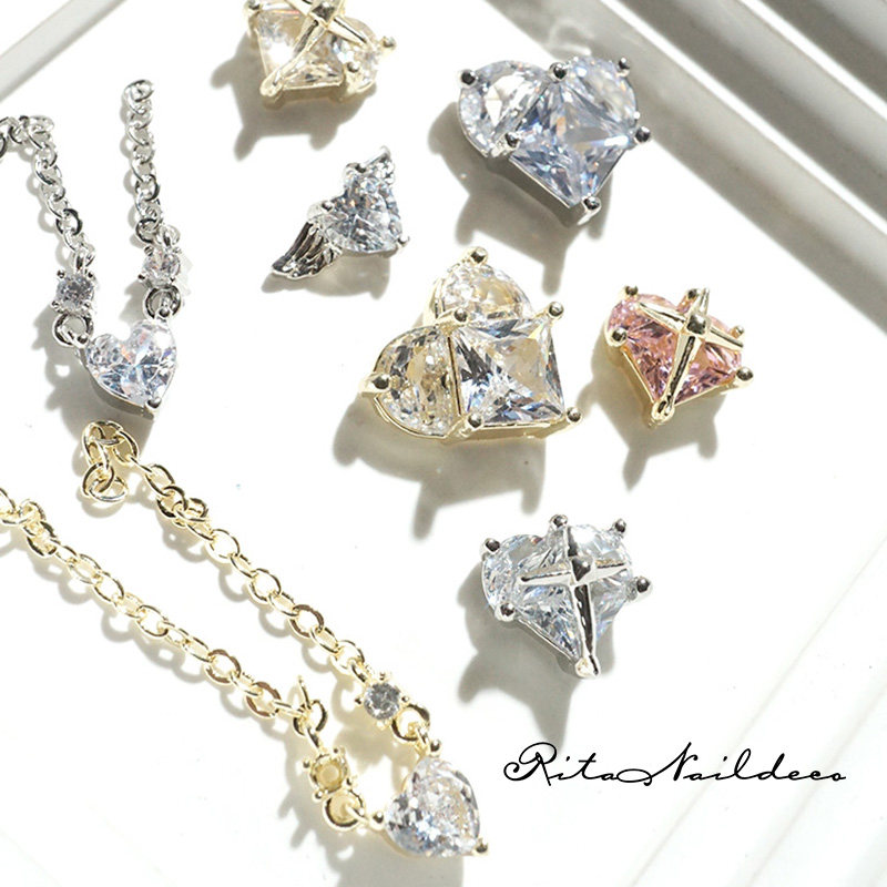 RITAnail single hot baby nail jewelry stereo heart chain Y2K wind sweet European and beautiful fingernail accessories