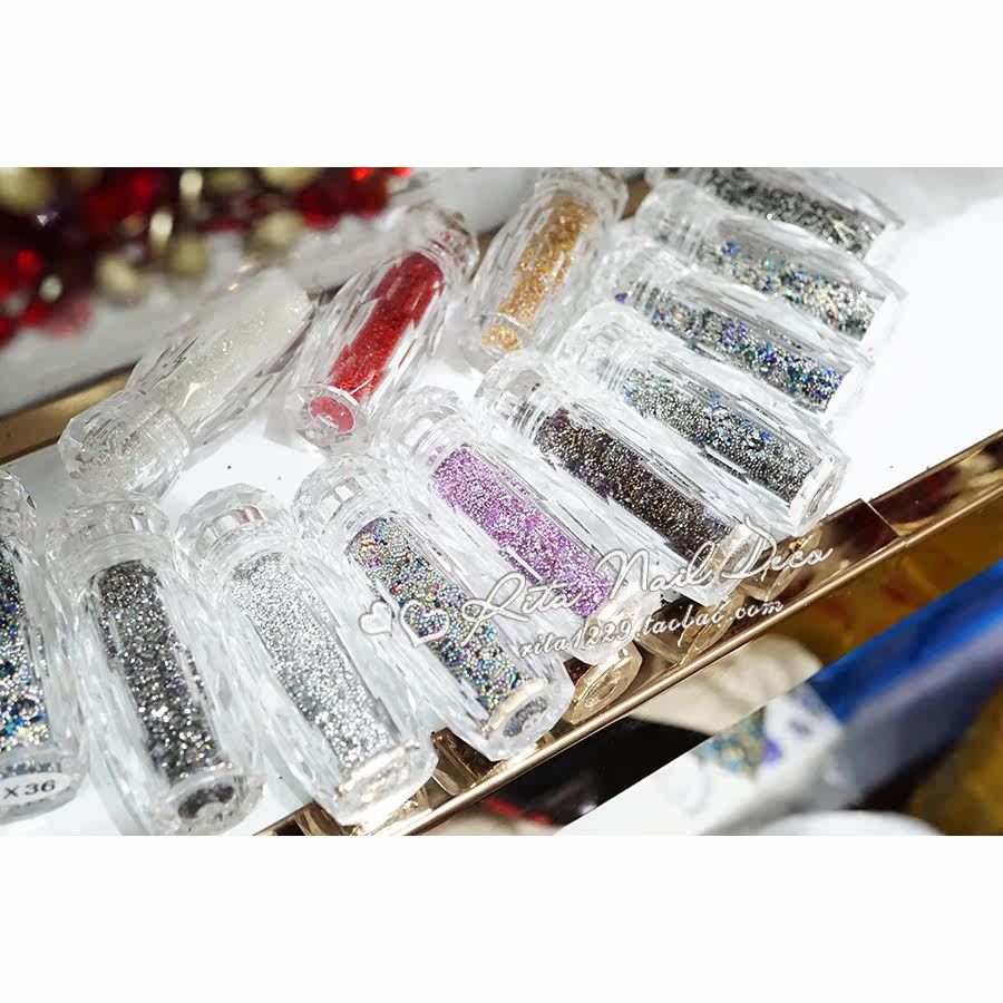 精致重磅国产精灵珠微锆混合瓶装 施家同款美甲钻光疗饰品奢华款