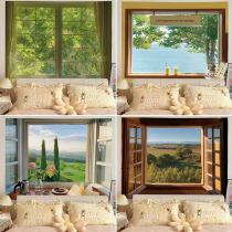ins beautiful window scenery internet celebrity live broadcast background cloth room bedroom decoration tapestry dormitory renovation photo cloth