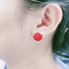 Japanese Premium New 925 Silver Needle Versatile Red Square Stud Earrings Autumn Personality Diamond-Studded Light Luxury High-End Earrings
