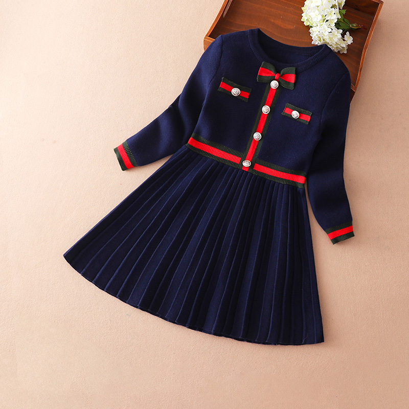 Girl's sweater dress with long sleeves 2022 Spring autumn winter new big child skirt Inn College Wind Children princess dress