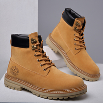 Outdoor leisure high-gang shoes male line with short cylinder Martin boots four seasons single boots Han edition boots youth bull skin