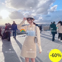 (Wheat) SANDRO 20 spring summer long sleeve polo dot print shirt * CM00192