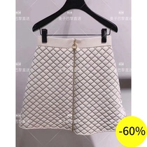 (Wheat) SANDRO 20 autumn winter front zipper check skirt * JU00403