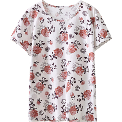 AB内衣 全棉中老年宽松夏季印花薄睡裤纯棉女式休闲家居长裤S735