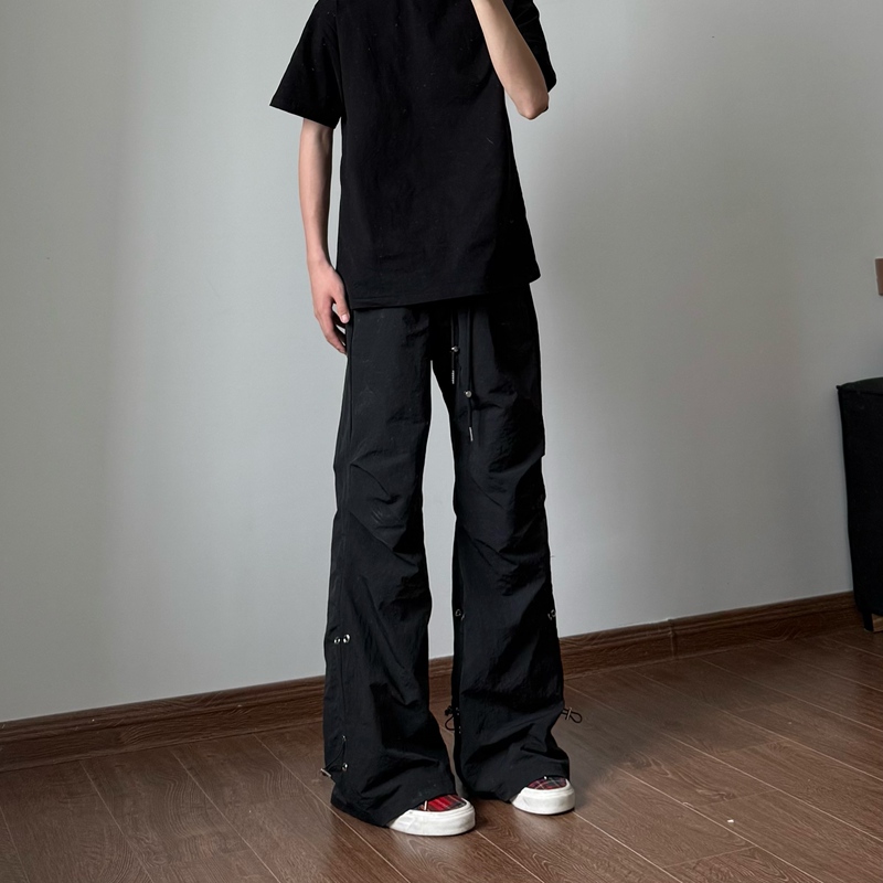 Aolly Summer Thin American-Style Quick-Drying Pleated Flared Parachute Casual Pants