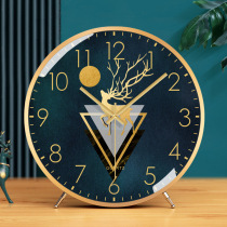 Living room simple desktop modern TV cabinet desktop silent deer seat table metal high-end light luxury home clock wall clock