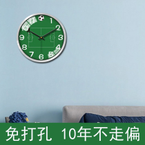 Round living room mute simple modern Net red metal wall clock personality Football Field wall clock boy bedroom clock