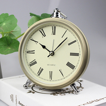 Living room nostalgic retro vintage hand metal clock childrens bedroom modern minimalist desk clock desktop alarm clock