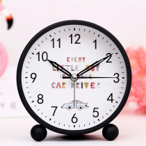 Student round living room simple modern metal cartoon alarm clock silent bedside children clock cute desktop clock