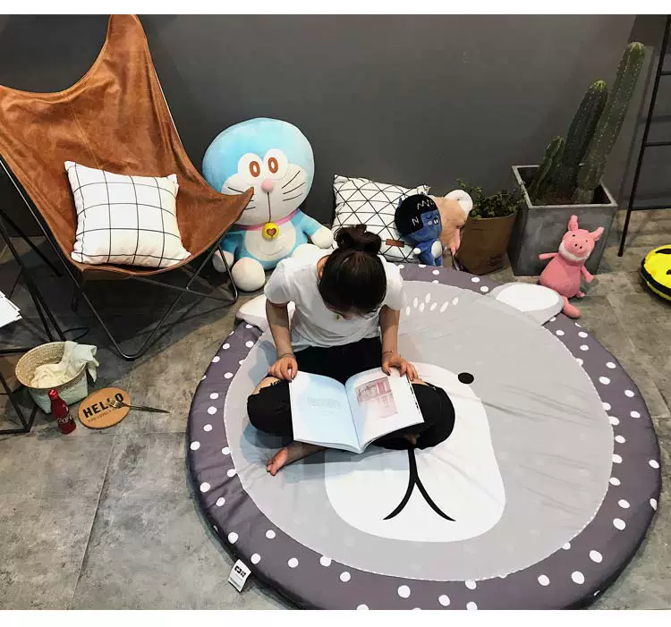 Bông trẻ em in hình động vật thảm hình tròn chống trượt thảm tròn có thể tháo rời và có thể giặt được trò chơi bé thảm phòng ngủ - Thảm thảm ngủ trưa văn phòng