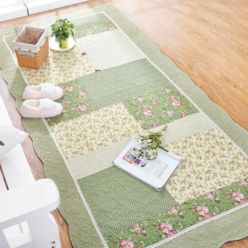 Cotton pastoral quilted bedroom carpet thickened tatami bedside mat cute home non-slip washable machine washable