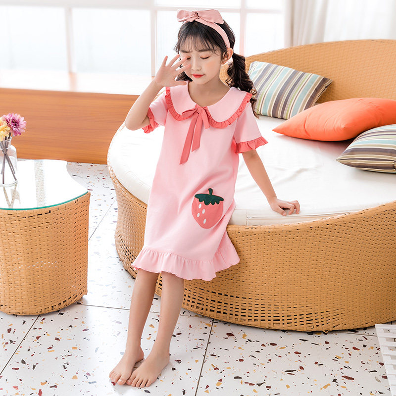 Fashion Bala girls cotton thin short sleeve cute nightgown summer children princess style pajamas home clothing
