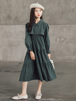 Trend Bala Girl Foreign Air Lining Collar Dress Collar Dress Autumn Winter 2021 New CUHK Fairytale High Waist Large Hem Skirt