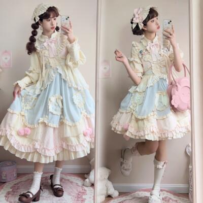 【 Wall Uncle's Original 】 Mianmian Macaron JSK Strappy Dress Shirt Series. Wall Uncle's Original Lolita Solid Color