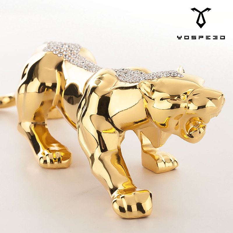 新品金钱豹子汽车摆件镶钻创意高档车内装饰品车载摆件车上送礼用