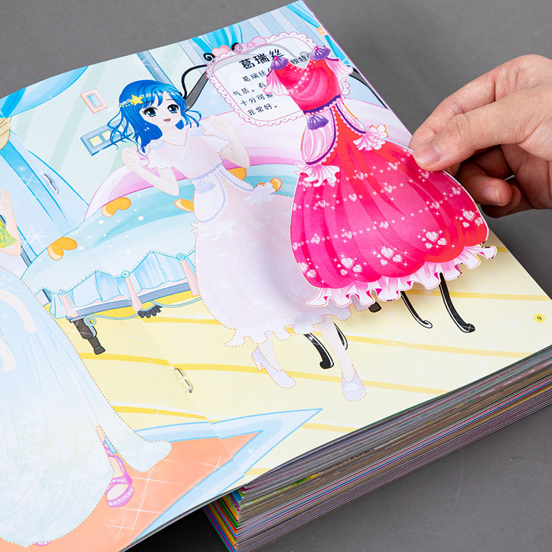Children's Dressup Sticker Book Cartoon Brain Sticker Sticker 2-4-6 Year Old Girl Princess Paste Sticker Early Education Toy