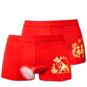 Cotton Red Men Giới trẻ Mid-Eo Cotton Boxer Tóm tắt 100% SpongeBob Quần vuông Hộp quà tặng