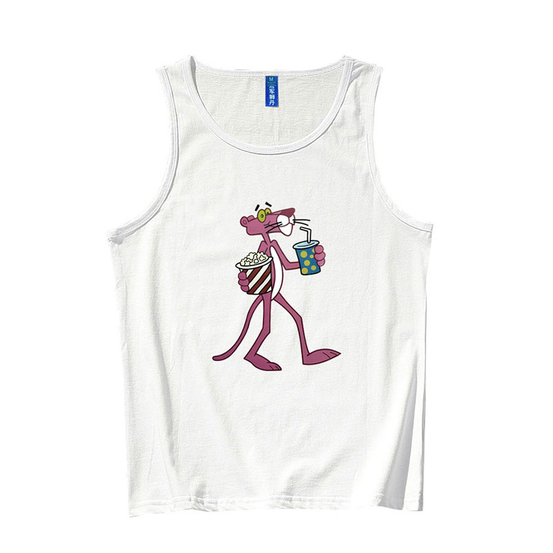 Champion Lion Dan beo màu hồng in vest sinh viên thủy triều nam và nữ cá tính thể thao mùa hè lỏng lớn đang tay t-shirt