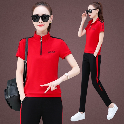 Летний спортивный костюм, штаны, цепочка с молнией, толстовка для отдыха, 2020, короткий рукав, на молнии, свободный крой