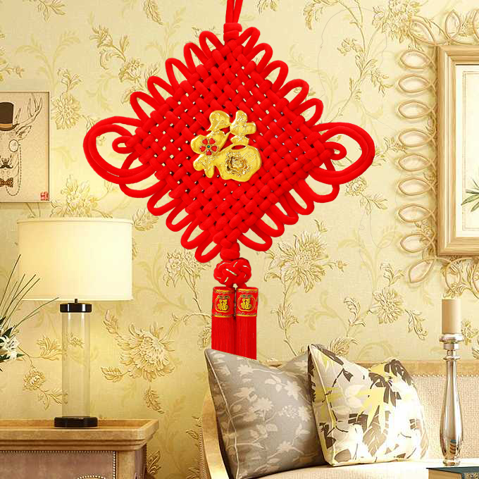 Fu character China knot decoration large number new room Living room Xuanguan decoration indoor door hanging decoration Qiao relocating handwoven small