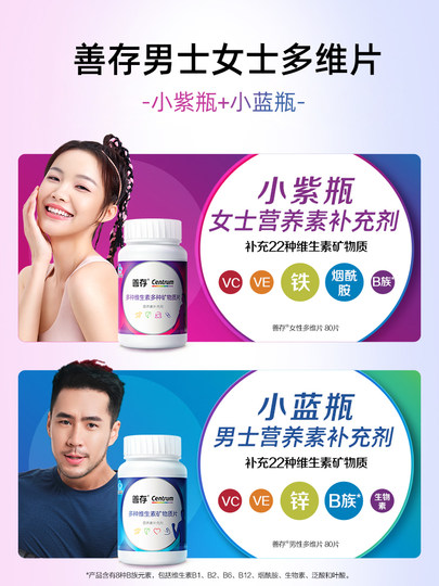 Sencun Women's Multivitamin and Mineral Tablets Small Purple Bottle Women's 22 Nutrients B Complex Contains Calcium and Niacinamide