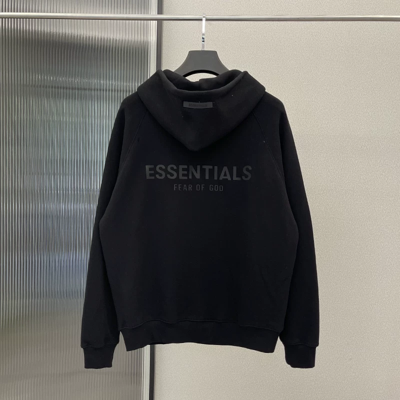 ФОГ Zip худи с капюшоном, многострочный ESSENTIALS, силиконовая молодежная повседневная куртка с капюшоном, свободная зимняя кардиган