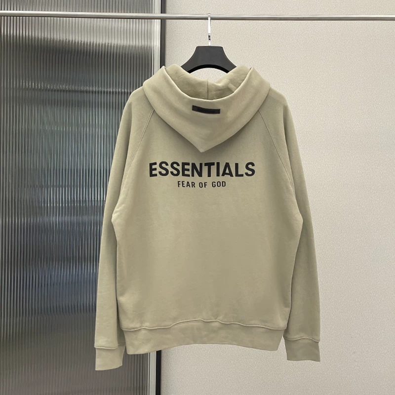 ФОГ Zip худи с капюшоном, многострочный ESSENTIALS, силиконовая молодежная повседневная куртка с капюшоном, свободная зимняя кардиган