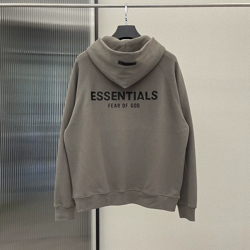 ФОГ Zip худи с капюшоном, многострочный ESSENTIALS, силиконовая молодежная повседневная куртка с капюшоном, свободная зимняя кардиган