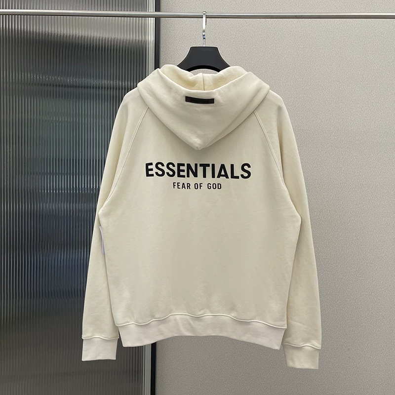 ФОГ Zip худи с капюшоном, многострочный ESSENTIALS, силиконовая молодежная повседневная куртка с капюшоном, свободная зимняя кардиган