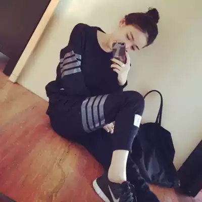 Hong Kong Tide brand autumn and winter New sportswear suit women thin Korean fashion long sleeve casual thick cotton two-piece tide